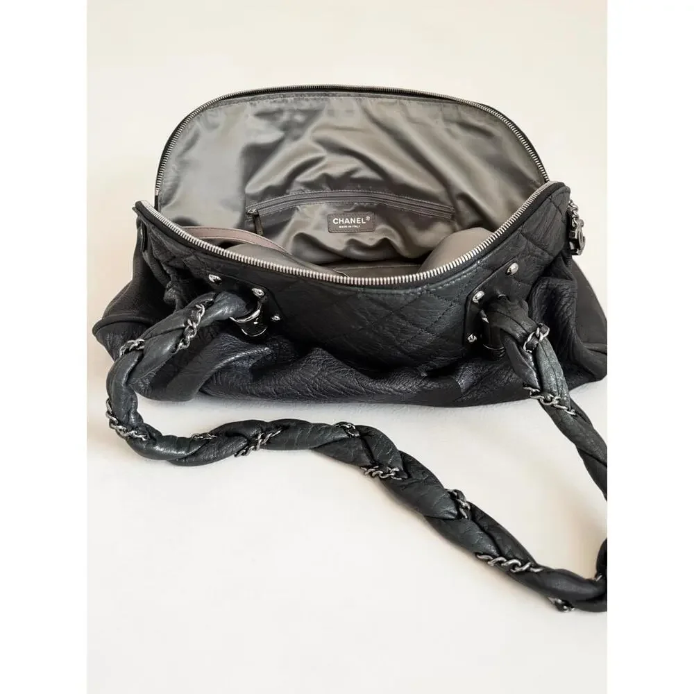 Oversized CHANEL Lady Braid Tote Black XL Braided Chain Handles